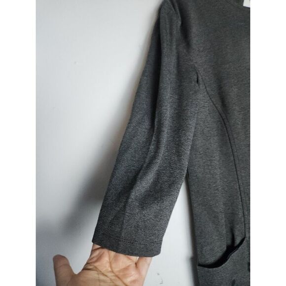 J. McLauglin Grey w/Black Animal Print 3/4 Sleeves Ponte Shift Dress sz Medium - Picture 3 of 10